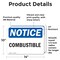 Signmission Combustible, 14 in W x Rectangle, Vinyl Decal OS-2PACK-NS-D-1014-L-10723 - alternate 2